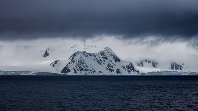 靠近水体的雪山